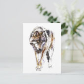 Europese Wolf Briefkaart (Staand voorkant)