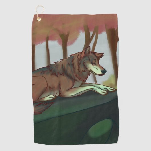 Europese Wolf Golfhanddoek (Voorkant)