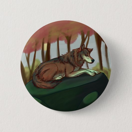Europese Wolf Ronde Button 5,7 Cm (Voorkant)