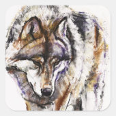 Europese Wolf Vierkante Sticker (Voorkant)