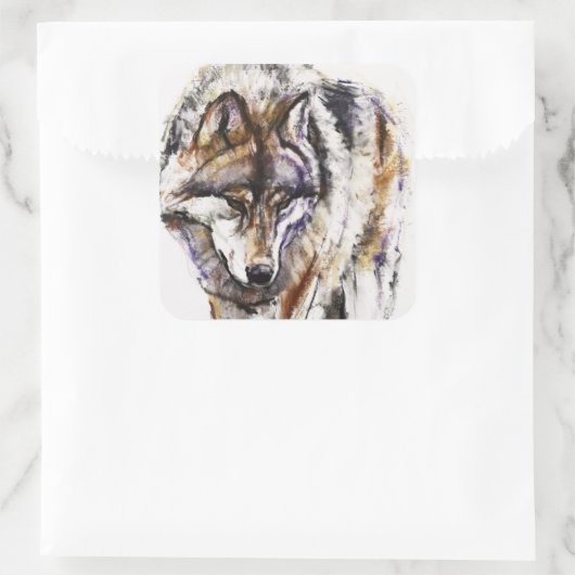 Europese Wolf Vierkante Sticker (Tas)