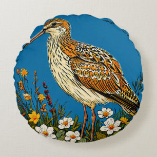 Europese Wulp Vogel Elegante Natuur Geïnspireerd C Rond Kussen