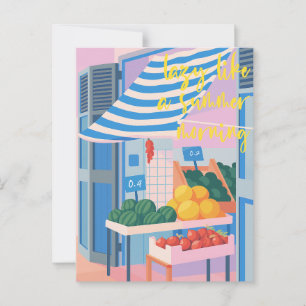 Europese zomervakantie fruitkraam briefkaart