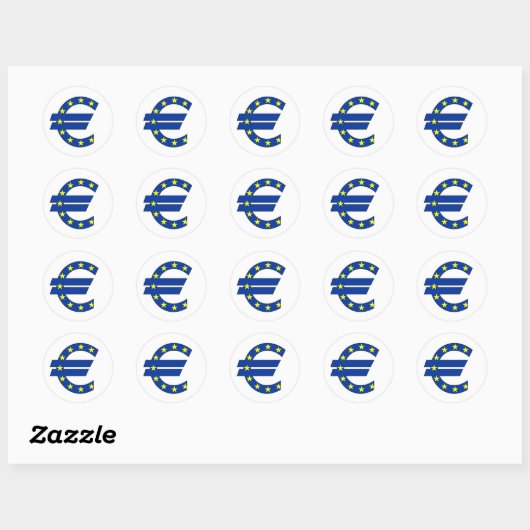 eurovalsymbool geldteken ronde sticker (Vel)