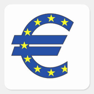 eurovalsymbool geldteken vierkante sticker