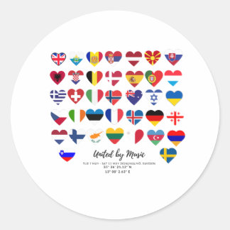 Eurovision Songcontest 2024 Unisex T-shirt Sweden  Ronde Sticker