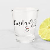 Euskadi Basque Country Flag Heart Script Shot Glas (Voorkant)