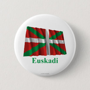 Euskadi (País Vasco), zwendelvlag met naam Ronde Button 5,7 Cm