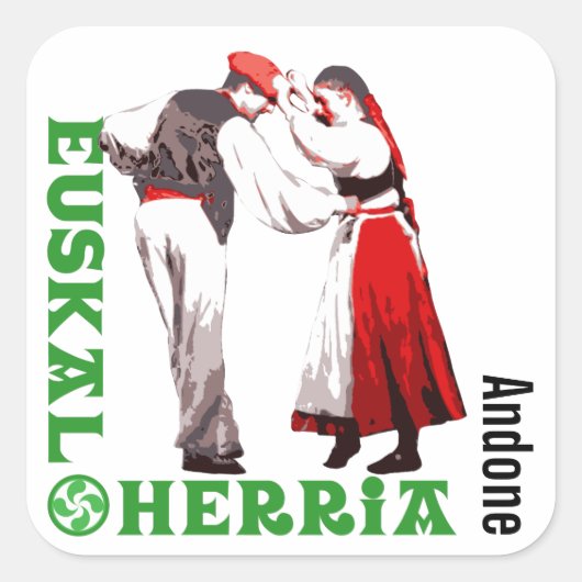 Euskal Herria, traditionele Baskische dansen: Vierkante Sticker (Voorkant)