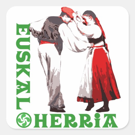 Euskal Herria: traditionele Baskische dansers; Vierkante Sticker (Voorkant)