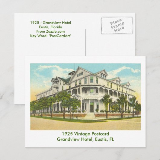 Eustis, FL - Grandview Hotel - 1925 Briefkaart (Voorkant / Achterkant)