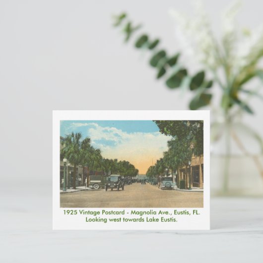 Eustis, FL - Magnolia Ave - 1925 Briefkaart (Staand voorkant)