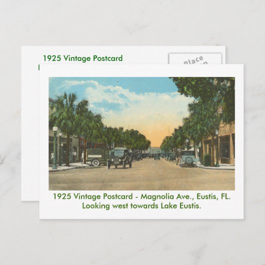 Eustis, FL - Magnolia Ave - 1925 Briefkaart (Voorkant / Achterkant)