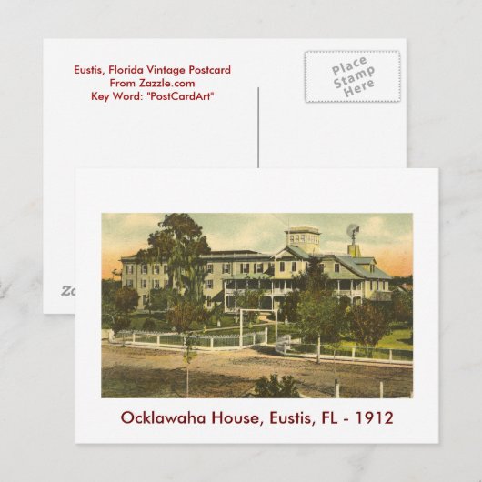 EUSTIS, FL.., Ocklawaha House, 1912 Briefkaart (Voorkant / Achterkant)