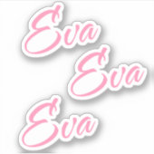 Eva Decoratieve Naam in Roze x3 Sticker (Voorkant)