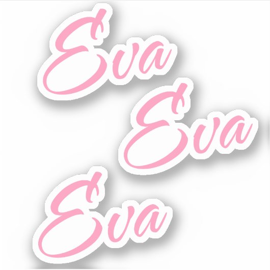Eva Decoratieve Naam in Roze x3 Sticker (Voorkant)