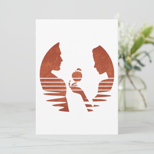 Eva geeft Adam een appel, Grunge versie 3/3 Feestdagenkaart (Staand voorkant)