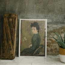 Eva Meurier in een groene jurk Poster