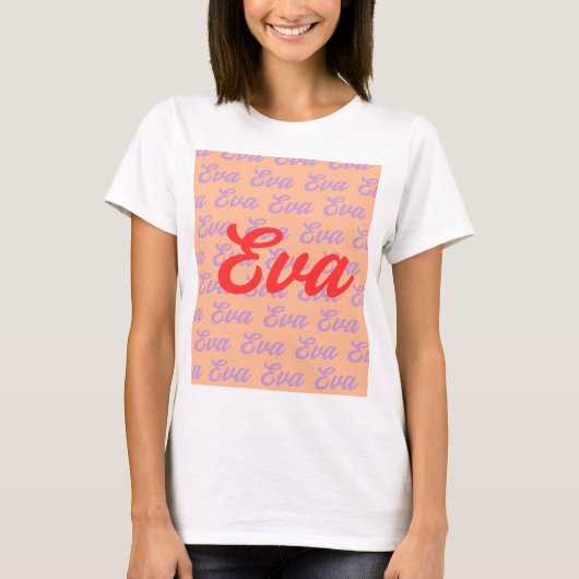 Eva Naam Herhalend Patroonontwerp T-shirt (Voorkant)