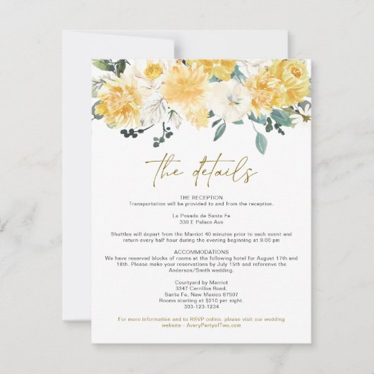 EVA Spring Waterverf Yellow Floral Detail Card Kaart (Voorkant)