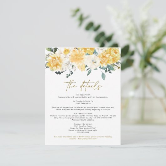 EVA Spring Waterverf Yellow Floral Detail Card Kaart (Staand voorkant)