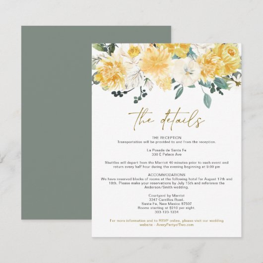 EVA Spring Waterverf Yellow Floral Detail Card Kaart (Voorkant / Achterkant)