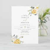 EVA Yellow Spring Waterverf Floral Wedding Kaart (Staand voorkant)