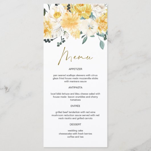 EVA Yellow Waterverf Spring Garden Floral Menu (Voorkant)