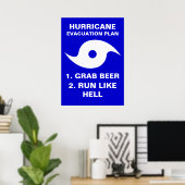 Evacuatieplan orkaan 1. Grab Beer 2. Ren als Poster (Thuiskantoor)