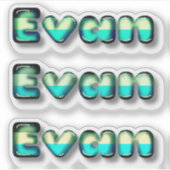 Evan baby jongensnaam kawaii 3d letters sticker (Voorkant)