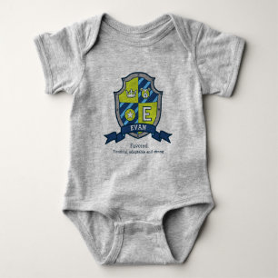 Evan boys E naam & betekenis ridders schild Romper