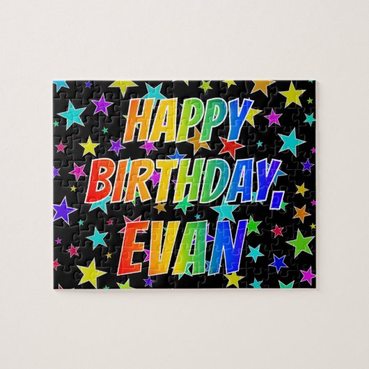 "EVAN" First Name, Fun "HAPPY BIRTHDAY" Legpuzzel (Horizontaal)