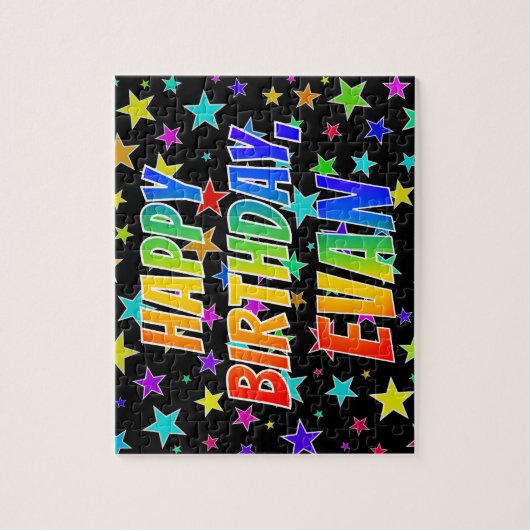 "EVAN" First Name, Fun "HAPPY BIRTHDAY" Legpuzzel (Verticaal)