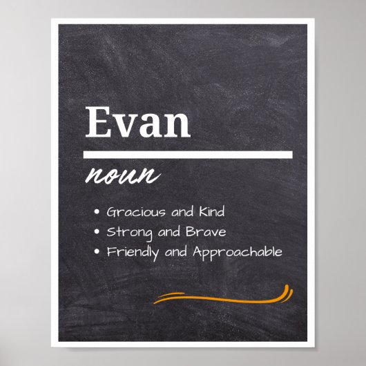 Evan, Jongen Gepersonaliseerde Naam Definitie Poster (Voorkant)