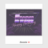 Evan Name Vorname lila retro Sticker Geburtstag (Vel)