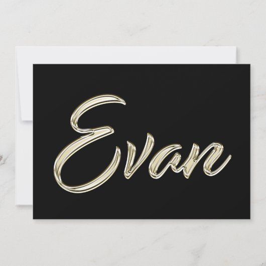 Evan Name white gold Handwriting Karte Kaart (Voorkant)
