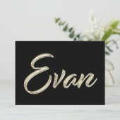 Evan Name white gold Handwriting Karte Kaart (Staand voorkant)