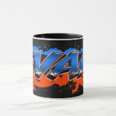 Evan Vorname Name Graffiti blue orange Tasse Mok (Midden)
