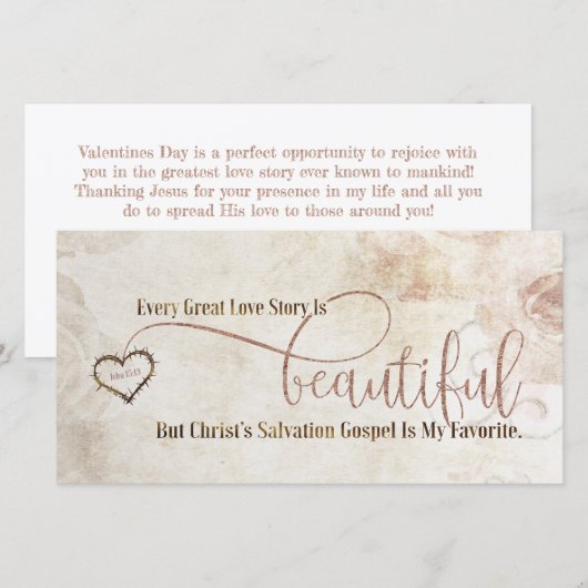 EVANGELIE LIEFDESVERHAAL Christelijke Schrift Vale Feestdagenkaart (Voorkant / Achterkant)