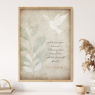 Evangelie, Matteus 3:16-17; Schriftuur Muurkunst, Poster