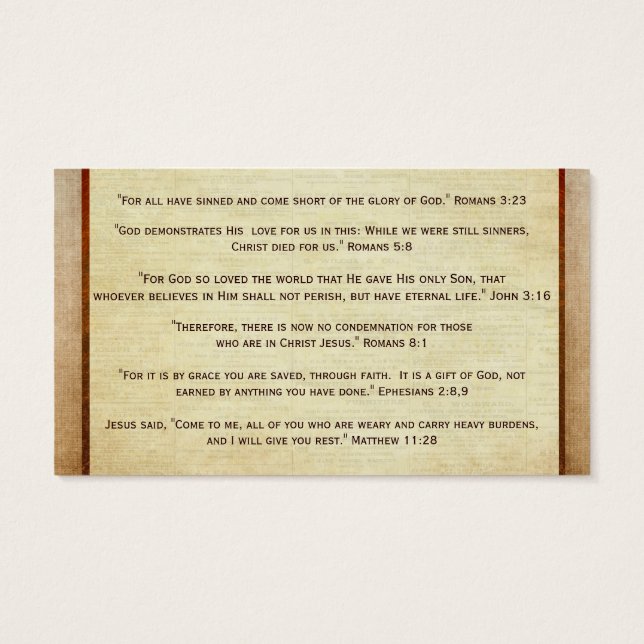 Evangelie Tract Plan van Verlossing Goed Nieuws Ch Visitekaartjes (Achterkant)