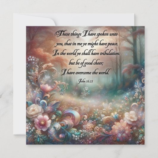 Evangelie van Johannes Pastel Bloemrijk Aquarel Pa Feestdagenkaart (Voorkant)