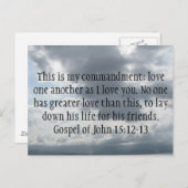 Evangelie van John 15:12-13 Briefkaart (Voorkant / Achterkant)