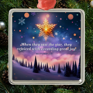 Evangelie van Matteüs Bijbel Verse Kerstster Metalen Ornament
