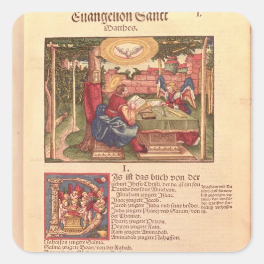 Evangelie van St. Matthew, boek I Vierkante Sticker (Voorkant)