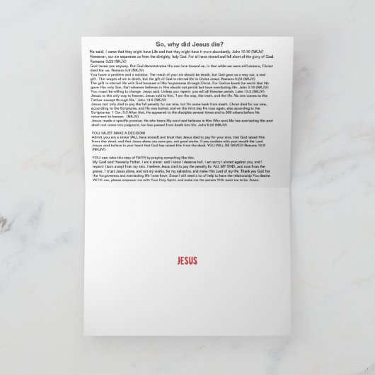 Evangelieboodschap Pasen Feestdagen Kaart (Binnen)