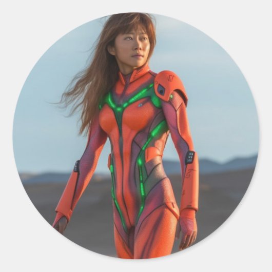 Evangelion van Michael Bay - Asuka Ronde Sticker (Voorkant)