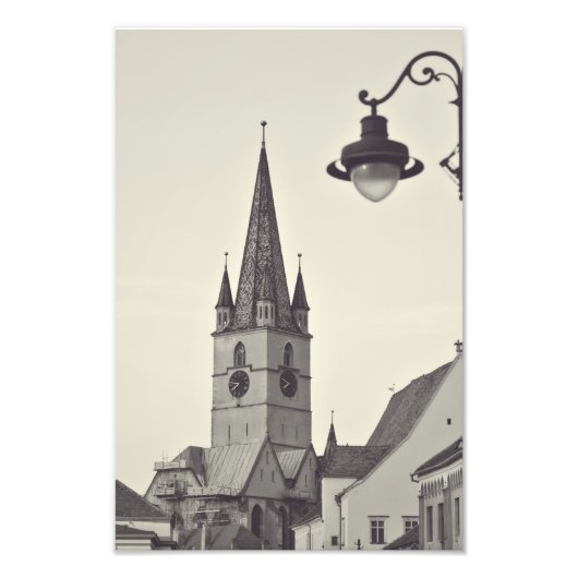 Evangelische kerktoren, Sibiu Foto Afdruk (Voorkant)
