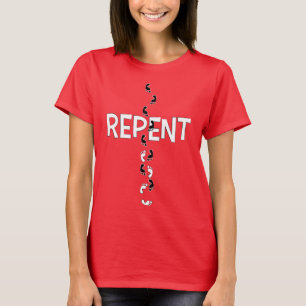 Evangelische REPENT-voetafdrukken Kruis (wit/zwart T-shirt