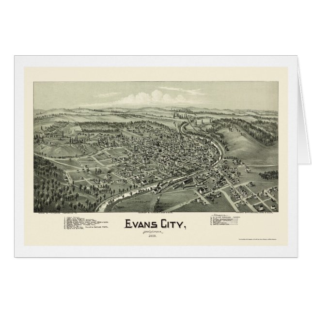 Evans City, PA Panorama Map - 1900 (Voorkant Horizontaal)